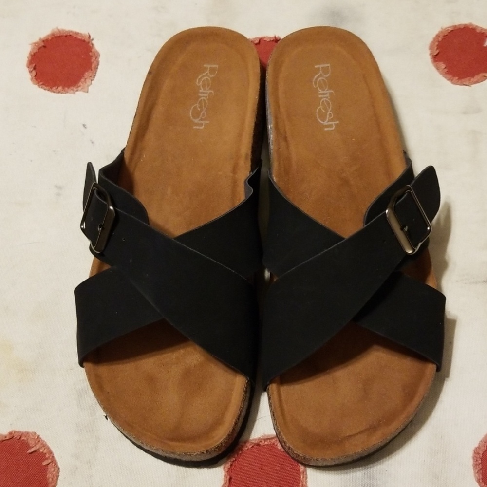 Black leather slide